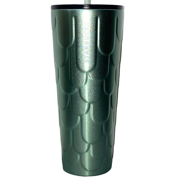 *new* Starbucks Mermaid Siren Tail Stainless Steel Cold Cup Green Tumbler 24oz - Picture 2 of 6